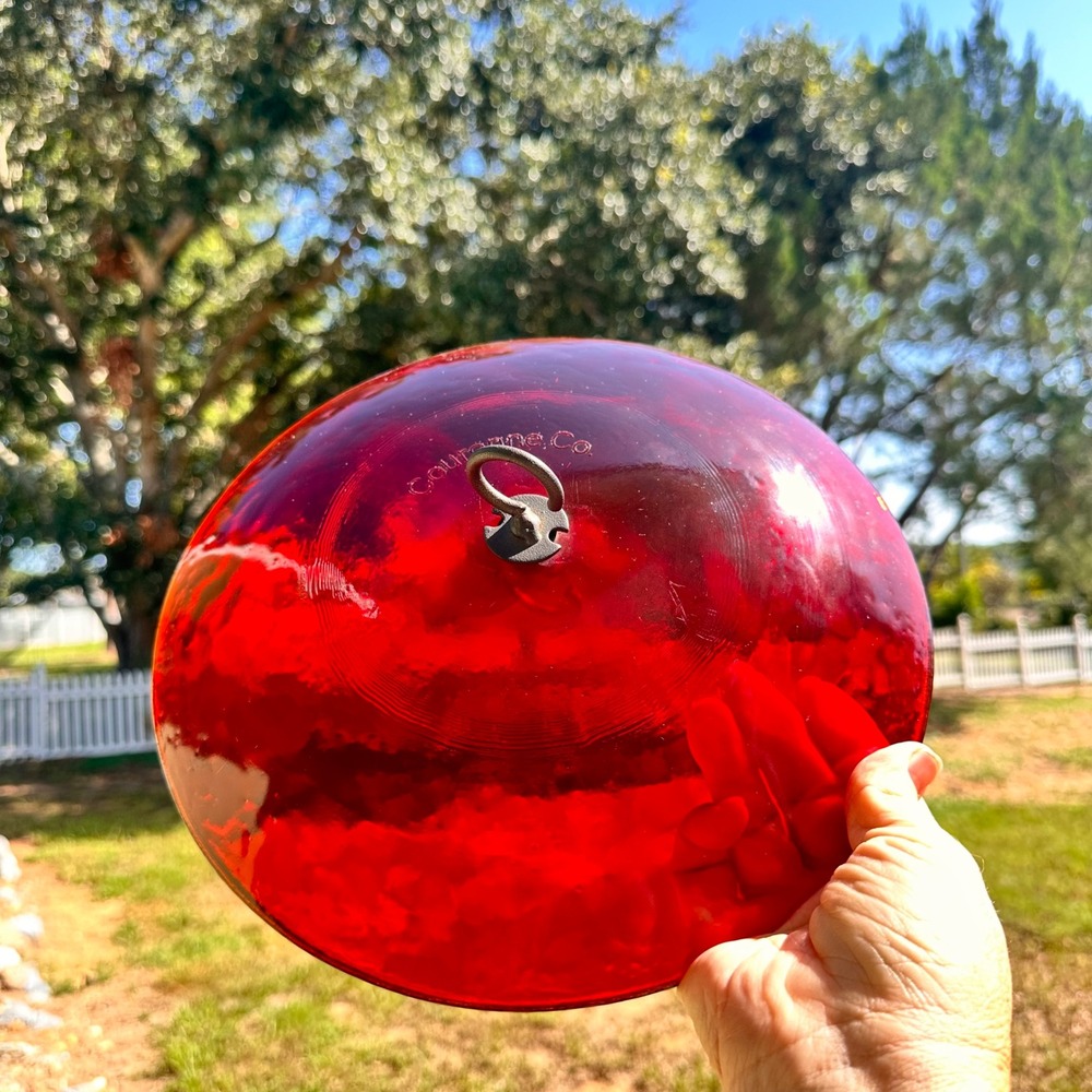 Couronne Co Ruby Red Glass Bird Feeder Baffle Dome 11in Weather Guard